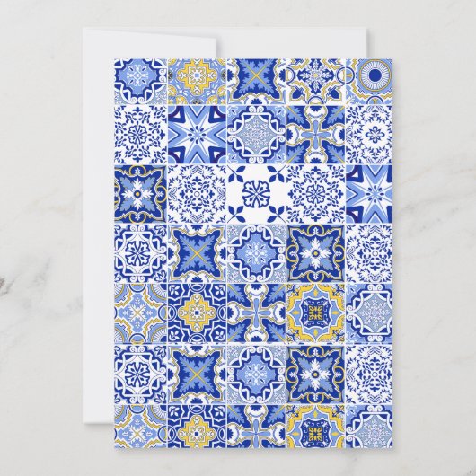 Moderne Zitrone Hochzeit in blauer italienischer M Einladung (Rückseite)