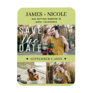 Moderne Zitrone Limette Save the Date Hochzeit 3 F Magnet