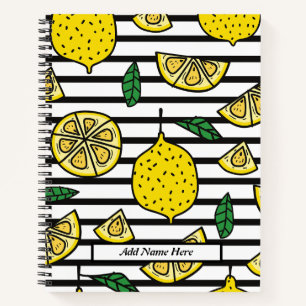 Moderne Zitrone mit schwarz-weißem Streifen Notizblock
