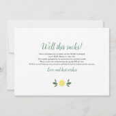 Moderne Zitronen Änderung der Pläne Brautparty Save The Date (Rückseite)