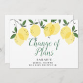 Moderne Zitronen Änderung der Pläne Brautparty Save The Date (Vorne/Hinten)
