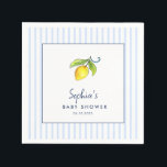 Moderne Zitronen Blaue Streifen Babydusche Serviette<br><div class="desc">Niedlich lustige und fröhliche handgemalte Aquarelllemonen Babydusche Servietten mit blauen und weißen Streifen im Hintergrund.</div>