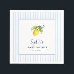 Moderne Zitronen Blaue Streifen Babydusche Serviette<br><div class="desc">Niedlich lustige und fröhliche handgemalte Aquarelllemonen Babydusche Servietten mit blauen und weißen Streifen im Hintergrund.</div>