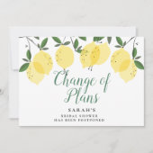 Moderne Zitronen Brautparty Planänderung Einladung (Vorderseite)