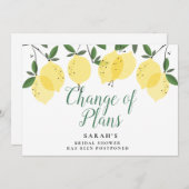 Moderne Zitronen Brautparty Planänderung Einladung (Vorne/Hinten)