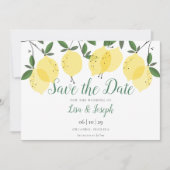 Moderne Zitronen Elegantes Skript Save The Date (Vorderseite)