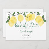 Moderne Zitronen Elegantes Skript Save The Date (Vorne/Hinten)