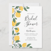 Moderne Zitronen und Blätter Kalligrafisches Braut Einladung (Vorderseite)