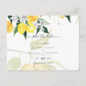 Moderne Zitronenbaum-Hochzeit spart das Datum Postkarte (Vorderseite)
