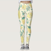 Moderne Zitronenfrüchte Sommergelb Personalisiert Leggings (Vorderseite)