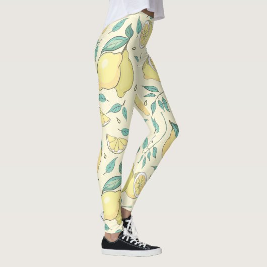 Moderne Zitronenfrüchte Sommergelb Personalisiert Leggings (Rechts)