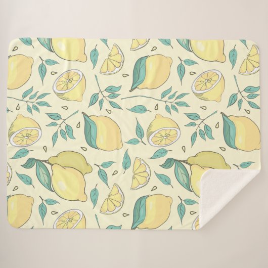 Moderne Zitronenfrüchte Sommergelb Personalisiert Sherpadecke (Vorderseite (Horizontal))
