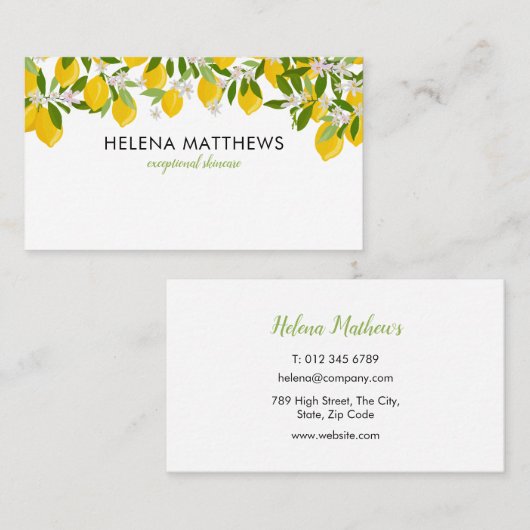 Moderne Zitronengärten Visitenkarte (Vorne/Hinten)