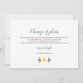 Moderne Zitronenpflanzen verändern die Datumskarte Einladung (Rückseite)