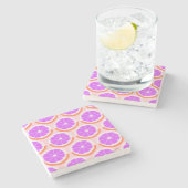 Moderne Zitronenscheibe Pink Lemonade Steinuntersetzer (Seitenansicht)