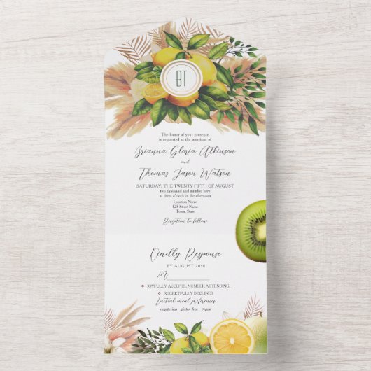 Moderne Zitronensemble All In One Einladung (Innen Boden)