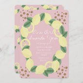 Moderne Zitrusfrüchte Imitate Glitzer Dots Baby Du Einladung (Vorne/Hinten)