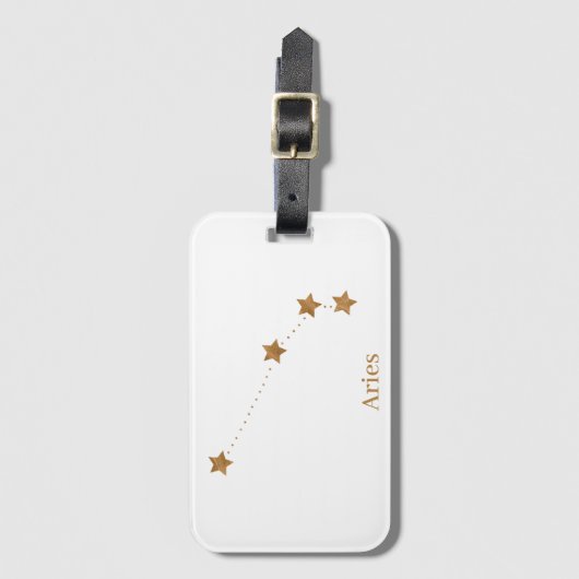 Moderne Zodiac Sign Gold Aries | Elementfeuer Gepäckanhänger (Vorderseite Vertikal)