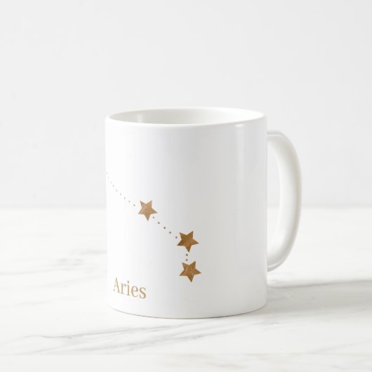 Moderne Zodiac Sign Gold Aries | Elementfeuer Kaffeetasse (VorderseiteRechts)