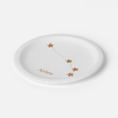 Moderne Zodiac Sign Gold Aries | Elementfeuer Pappteller (Schrägansicht)