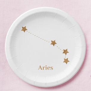 Moderne Zodiac Sign Gold Aries Elementfeuer Pappteller