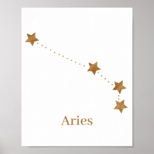 Moderne Zodiac Sign Gold Aries | Elementfeuer Poster (Vorne)