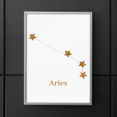 Moderne Zodiac Sign Gold Aries | Elementfeuer Poster