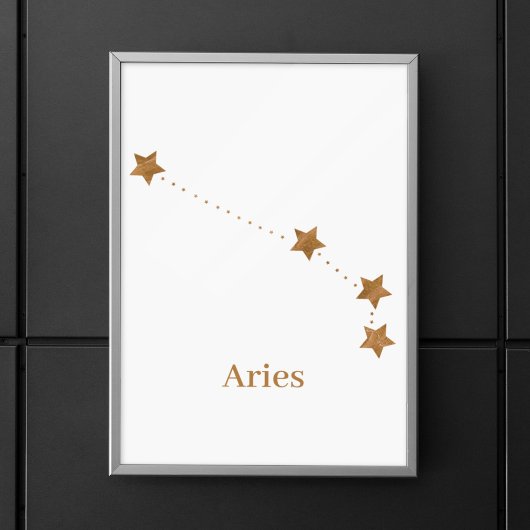 Moderne Zodiac Sign Gold Aries | Elementfeuer Poster