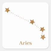 Moderne Zodiac Sign Gold Aries | Elementfeuer Quadratischer Aufkleber (Vorderseite)