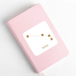 Moderne Zodiac Sign Gold Aries | Elementfeuer Quadratischer Aufkleber