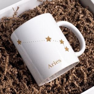 Moderne Zodiac Sign Gold Aries   Elementfeuer Zweifarbige Tasse