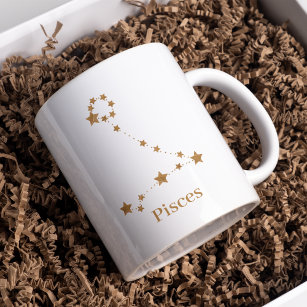 Moderne Zodiac Sign Gold Pises   Element Wasser Kaffeetasse