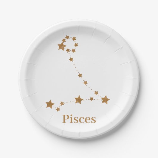 Moderne Zodiac Sign Gold Pises | Element Wasser Pappteller (Vorderseite)