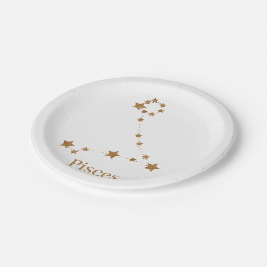 Moderne Zodiac Sign Gold Pises | Element Wasser Pappteller (Schrägansicht)