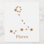 Moderne Zodiac Sign Gold Pises | Element Wasser Weinetikett (Einzelnes Label)