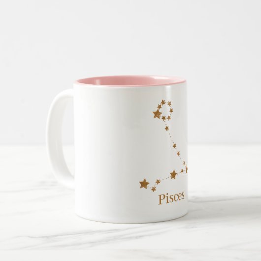 Moderne Zodiac Sign Gold Pises | Element Wasser Zweifarbige Tasse (Vorderseite Links)