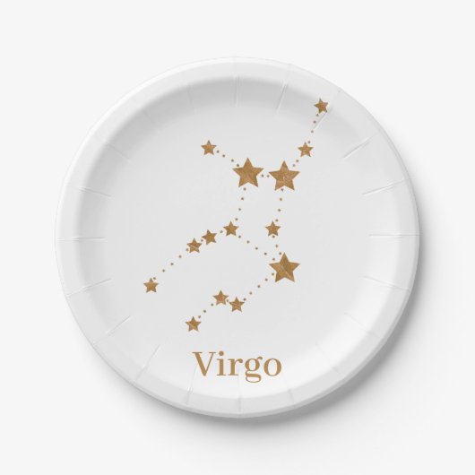 Moderne Zodiac Sign Gold Virginia | Element Erde Pappteller (Vorderseite)