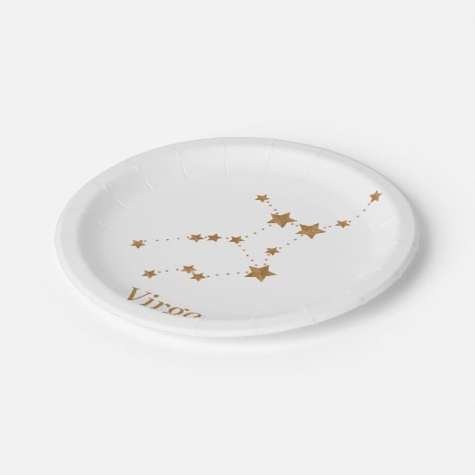 Moderne Zodiac Sign Gold Virginia | Element Erde Pappteller (Schrägansicht)