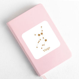 Moderne Zodiac Sign Gold Virginia | Element Erde Quadratischer Aufkleber