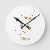 Moderne Zodiac Sign Gold Virginia | Element Erde Runde Wanduhr (Vorderseite)