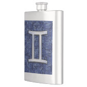 Moderne Zodiac-Sternzeichen Blaue digitale Camoufl Flachmann (Links)