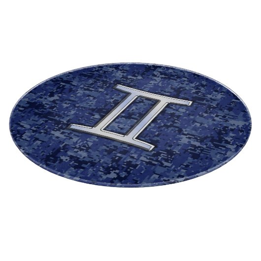 Moderne Zodiac-Sternzeichen Blaue digitale Camoufl Schneidebrett (Ecke)