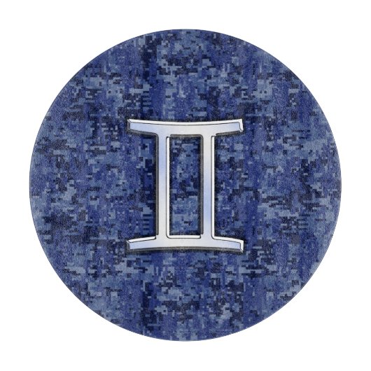 Moderne Zodiac-Sternzeichen Blaue digitale Camoufl Schneidebrett (Vorderseite)