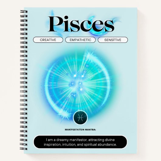 Moderne Zodiaka-Schildkröten Zitat Wasserelement Notizblock (Vorderseite)