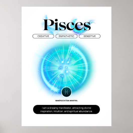 Moderne Zodiaka-Schildkröten Zitat Wasserelement Poster (Vorne)