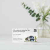 Moderne Zuhause-Illustration | QR-Code Visitenkarte (Stehend Vorderseite)