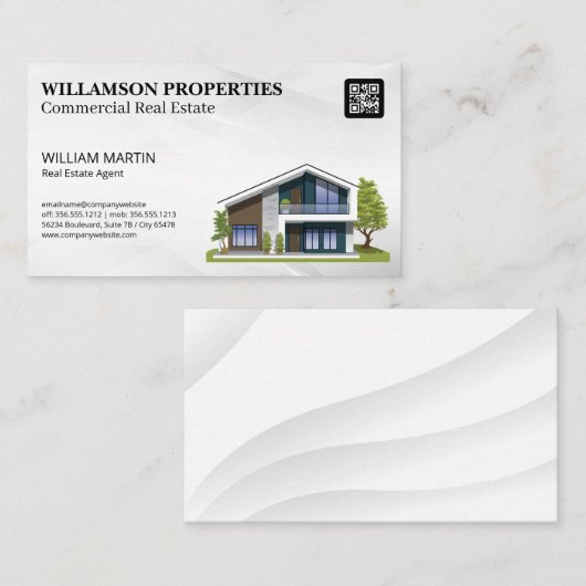 Moderne Zuhause-Illustration | QR-Code Visitenkarte (Vorne/Hinten)