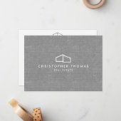 Moderne Zuhause-Logo-Grau-Linen-Flachbildschirm Mitteilungskarte (Vorderseite/Rückseite Beispiel)