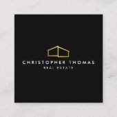 Moderne Zuhause-Logo-Imitate Gold auf Schwarz Quadratische Visitenkarte (Vorderseite)
