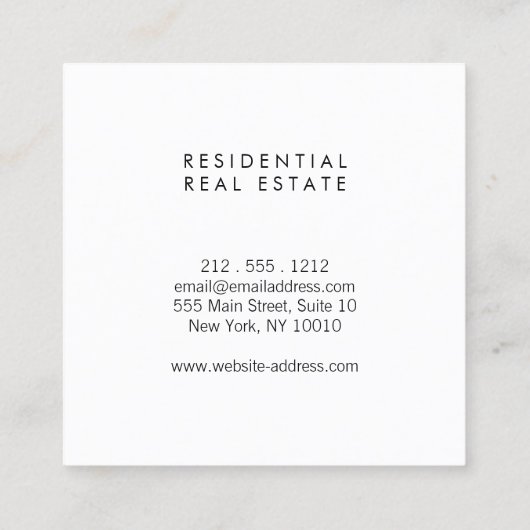Moderne Zuhause-Logo-Imitate Gold auf Weiß Quadratische Visitenkarte (Rückseite)
